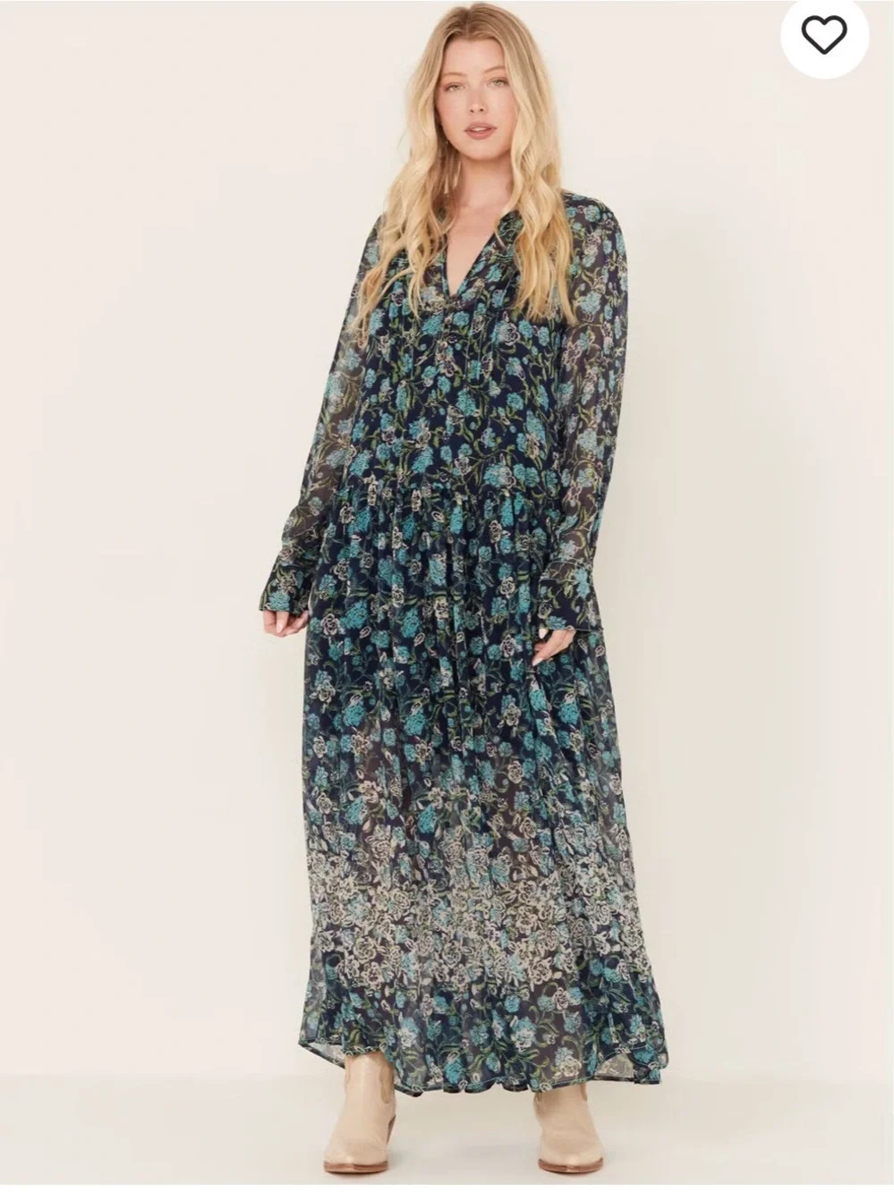 NWT Free People See it Through Black Floral Chiffon Lined (2pc)Maxi Dress Size M